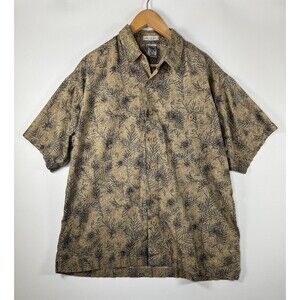 Vintage Gotcha Sport Shirt Mens XL Brown Palm Leaf Print Button Front 90s Surf